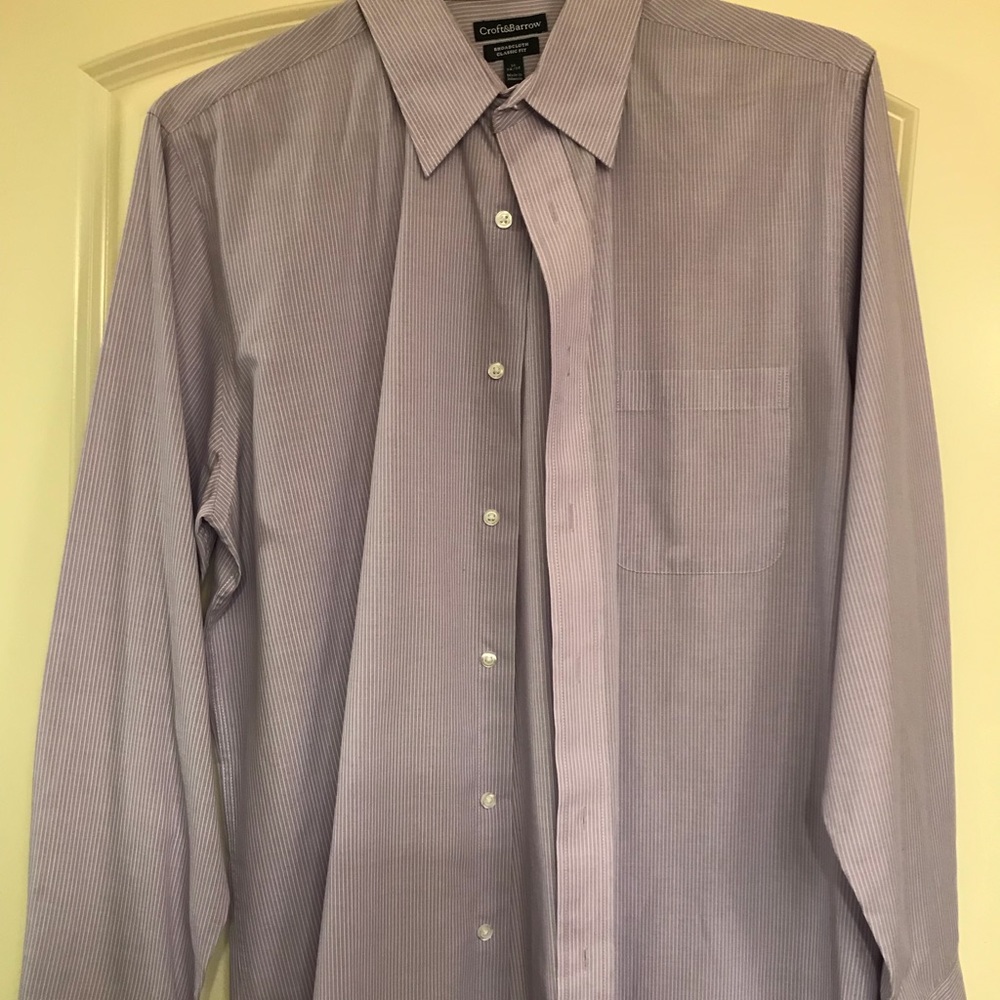EUC Croft & Barrow Purple Stripe Button Up